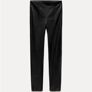 Zara High Rise Faux Leather Leggings (Black)